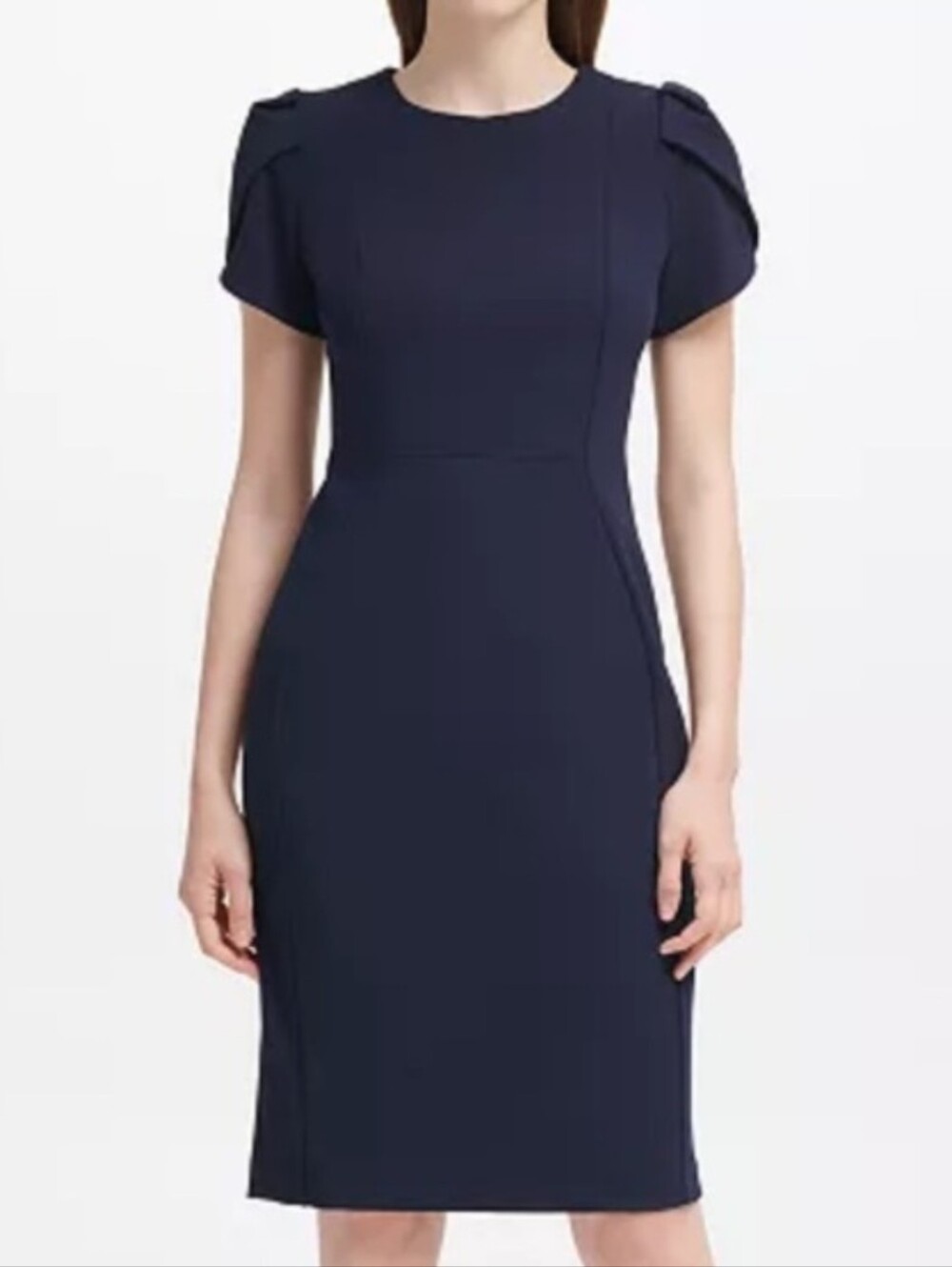 CALVIN KLEIN Navy Short-Sleeve Sheath Dress Size 4